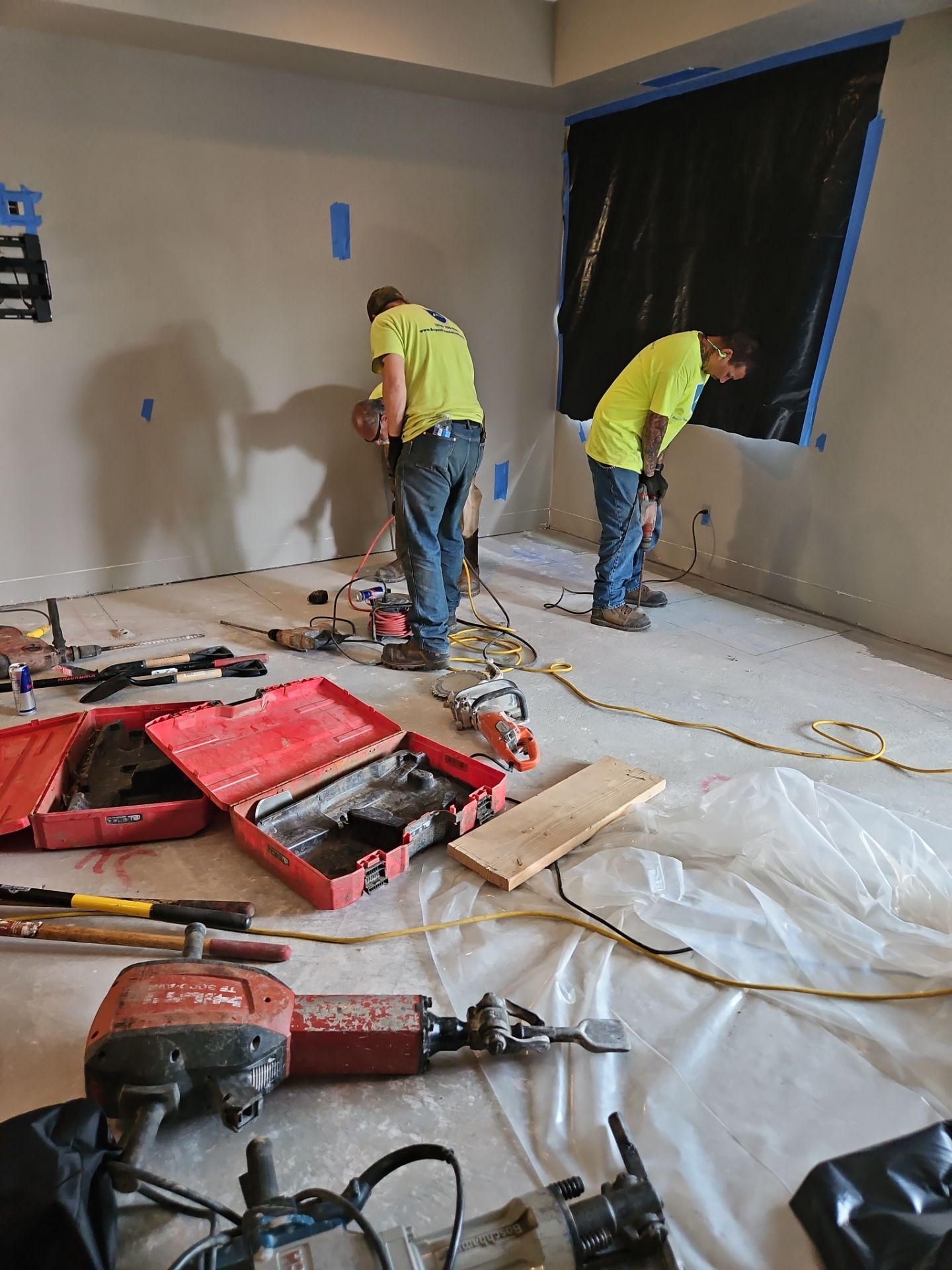 Interior containment and moisture barriers set during crawl space prep